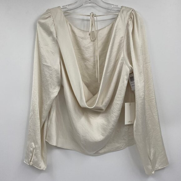 Wilfred Cream Satin Long Sleeve Open Back Blouse | Size L - Picture 2 of 8